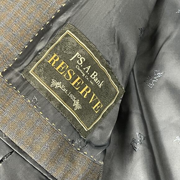 Jos A Bank Reserve Wool Blazer Sport Coat Mens 44R Plaid Tailored Fit Super 130s - Picture 5 of 16